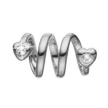 Christina Collect 925 sterling sølv Topaz Heart Twist sølv ring charm med hjerter og hvide topaz, model 630-S73